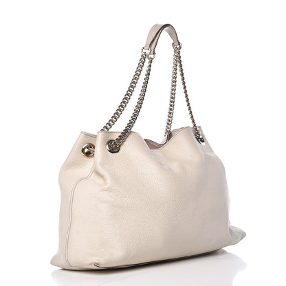 Gucci Pebbled Calfskin Medium Soho Chain Shoulder Bag Off White 3 of 15