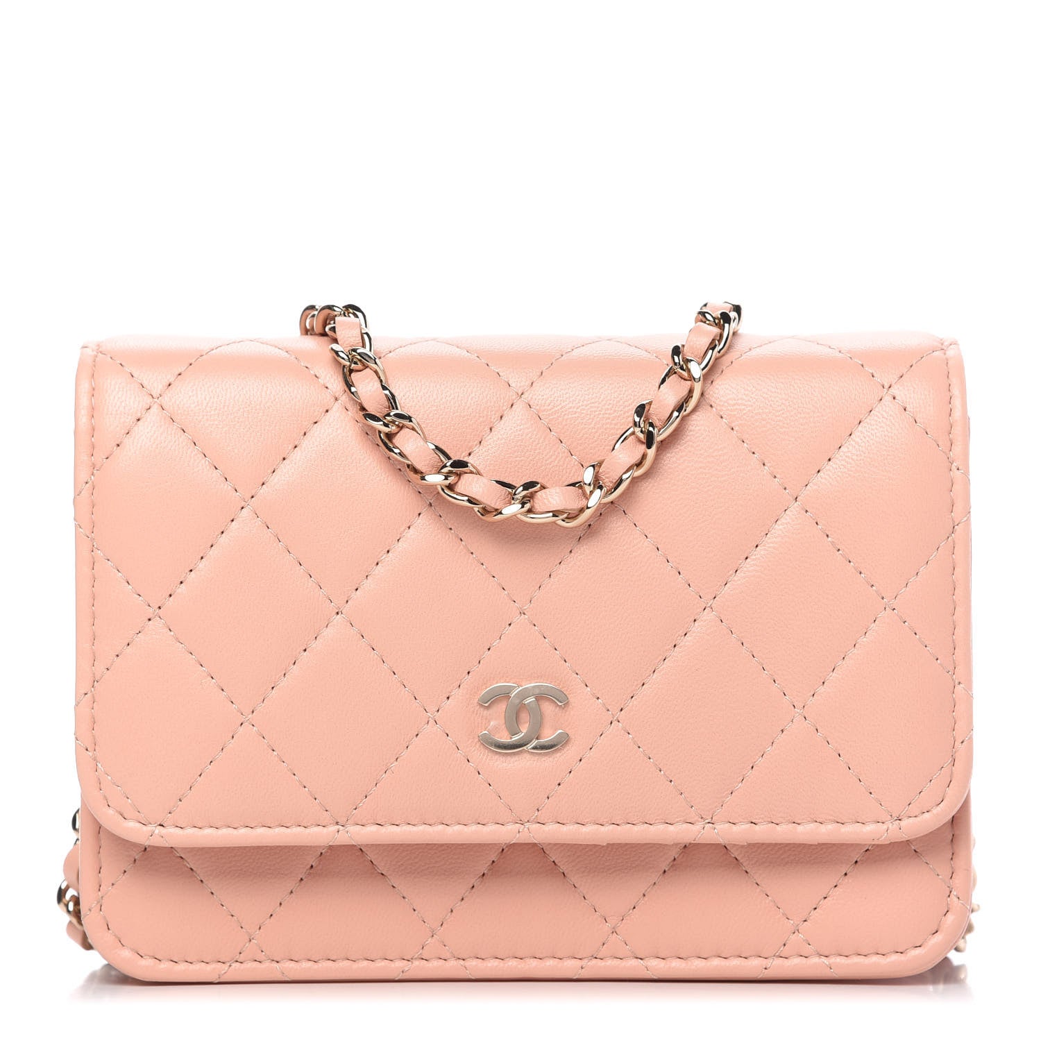 Chanel Lambskin Quilted Mini Wallet On Chain WOC Light Pink 1 of 10