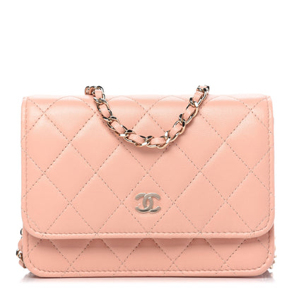 Chanel Lambskin Quilted Mini Wallet On Chain WOC Light Pink 1 of 10