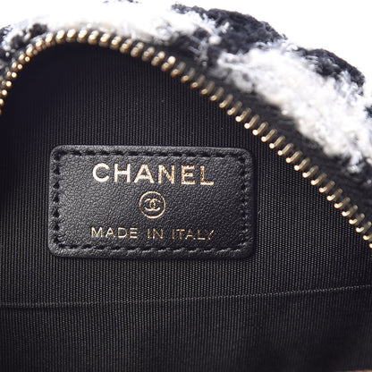 Chanel Tweed Shearling Round Clutch With Chain and Coin Purse Black and White 7 of 9