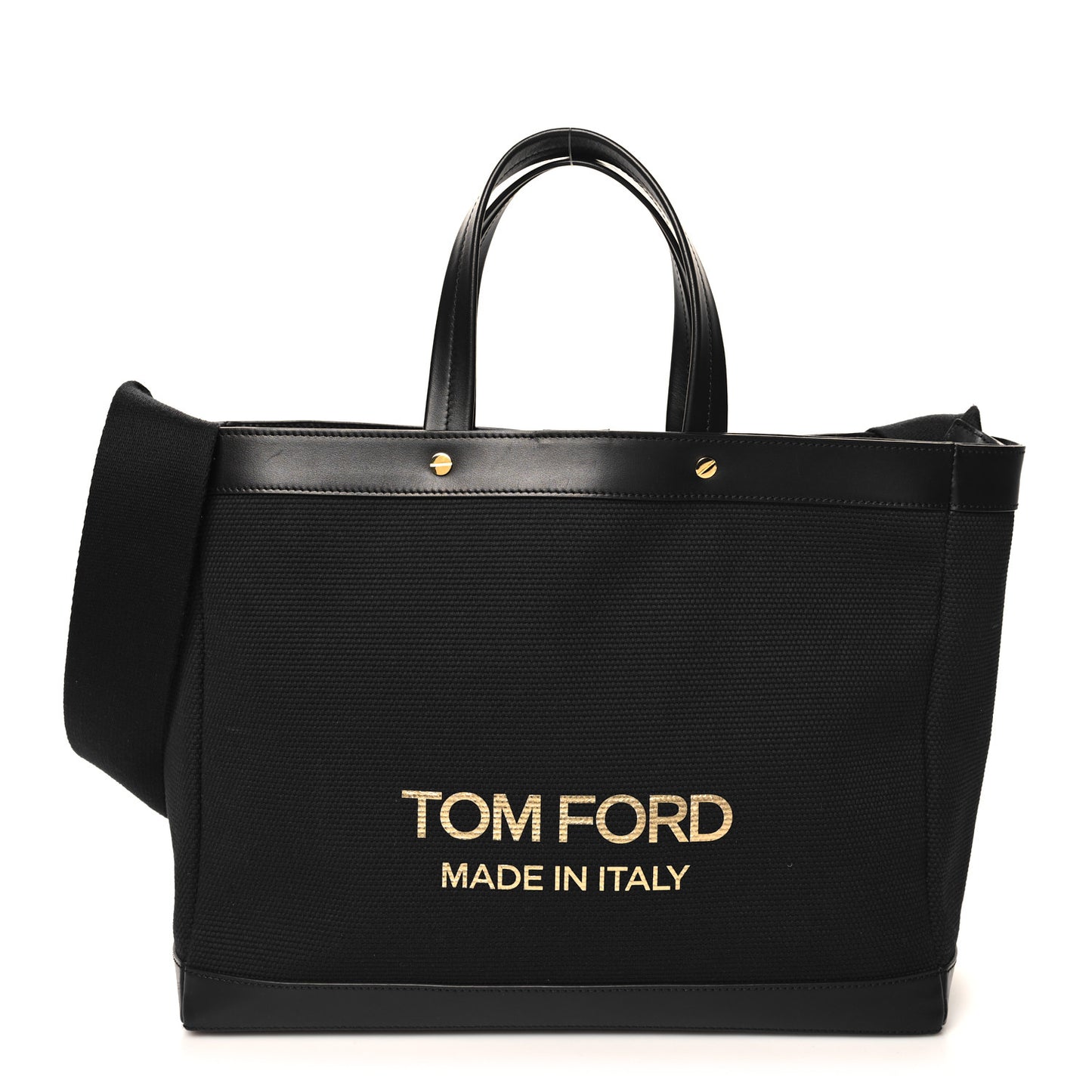 Canvas Calfskin Logo Tote Black