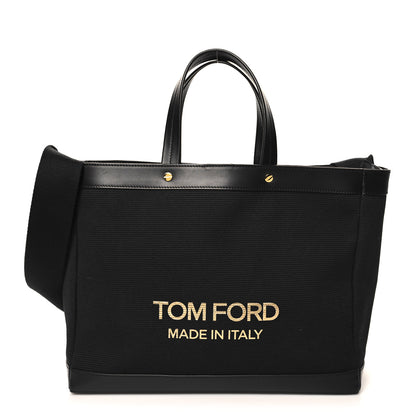 Tom Ford Canvas Calfskin Logo Tote Black 1 of 9