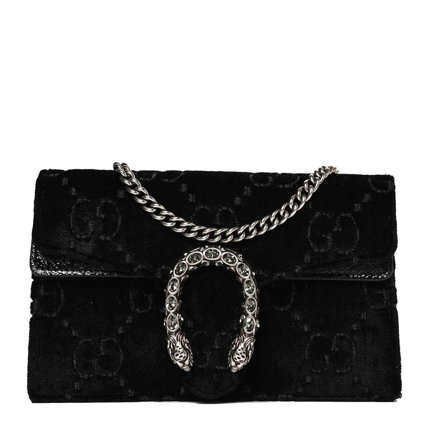 Velvet GG Monogram Super Mini Dionysus Shoulder Bag Black