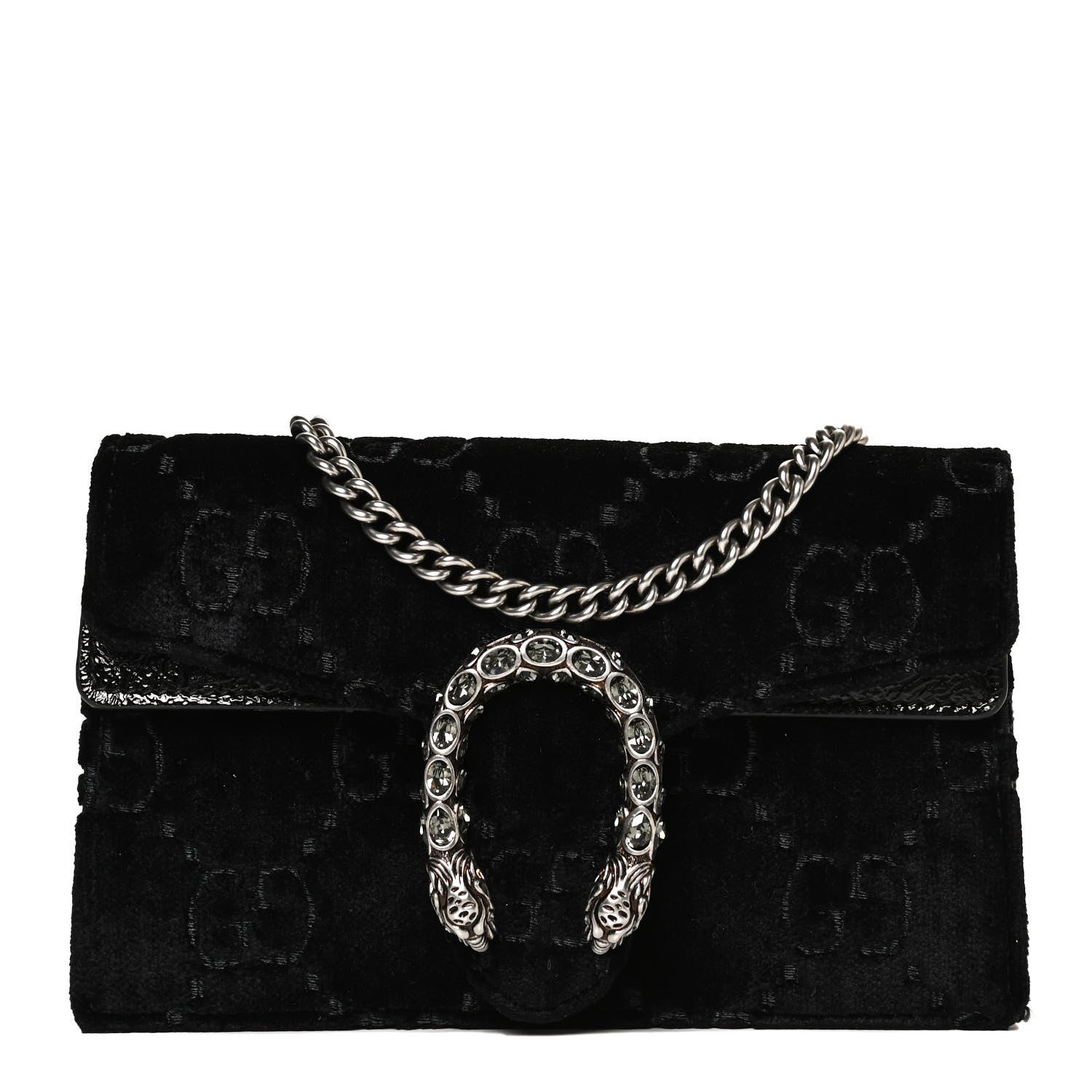 Gucci Velvet GG Monogram Super Mini Dionysus Shoulder Bag Black 1 of 10