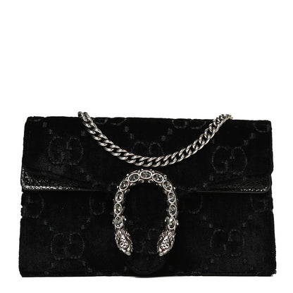Gucci Velvet GG Monogram Super Mini Dionysus Shoulder Bag Black 1 of 10