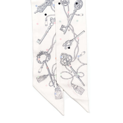 Hermes Silk Les Cles A Pois Twilly White Gris Acier 2 of 4