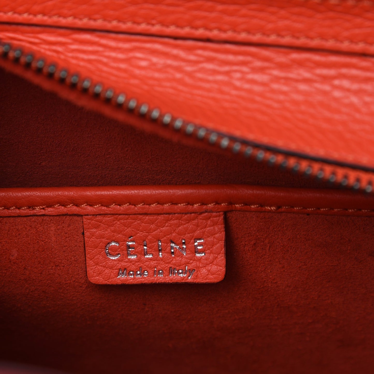Drummed Calfskin Nano Luggage Vermillion