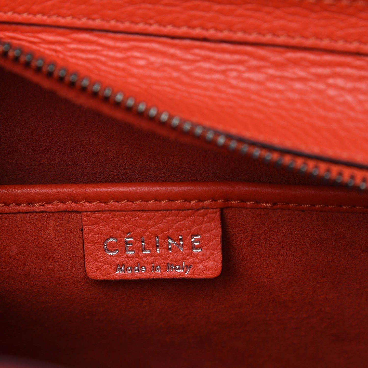 Celine Drummed Calfskin Nano Luggage Vermillion 7 of 8