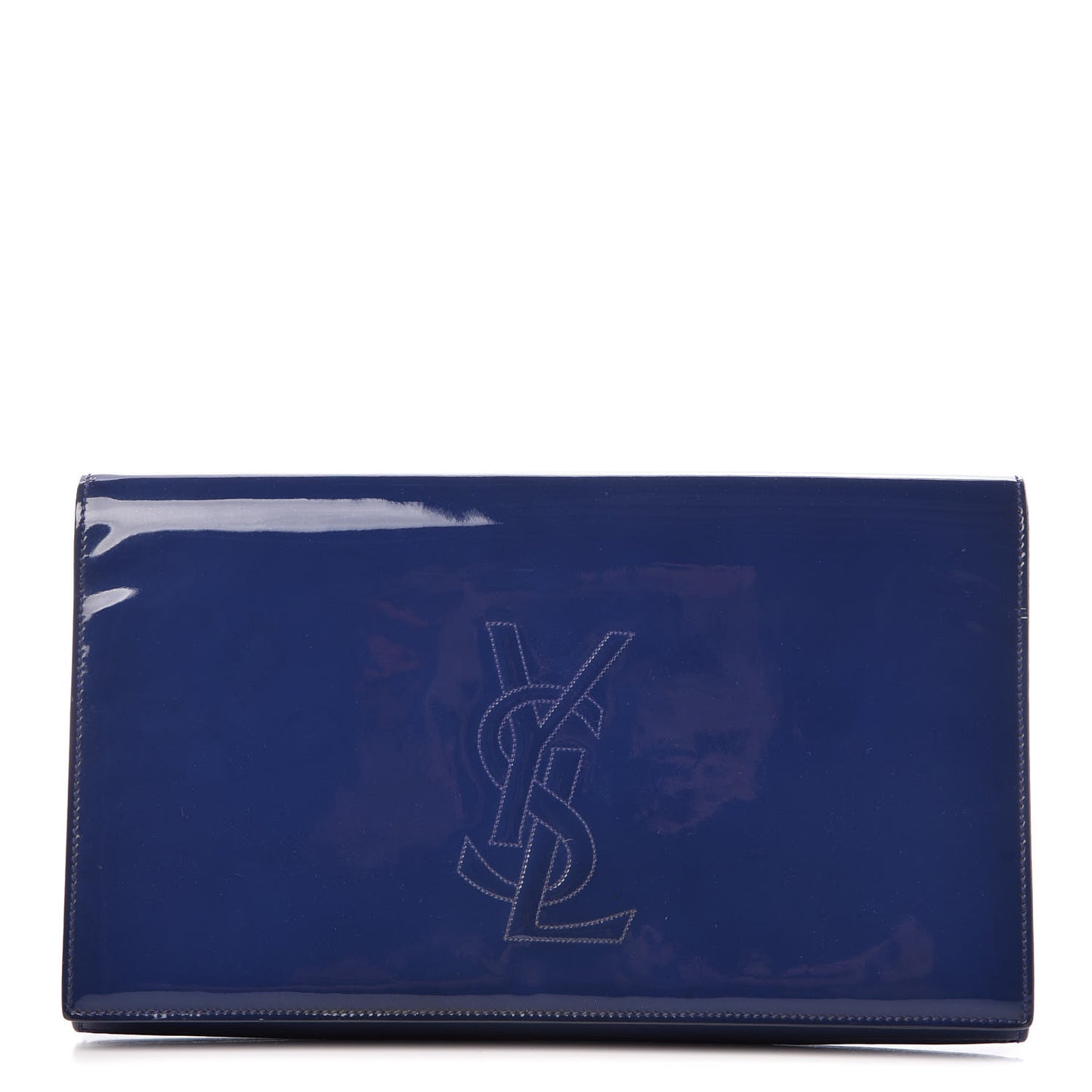 Patent Calfskin Monogram Large Belle De Jour Clutch Royal Blue
