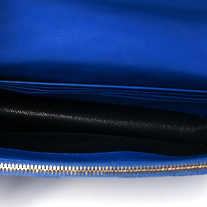 Saint Laurent Grain De Poudre Matelasse Chevron Monogram Envelope Chain Wallet Blue Majorelle 5 of 7