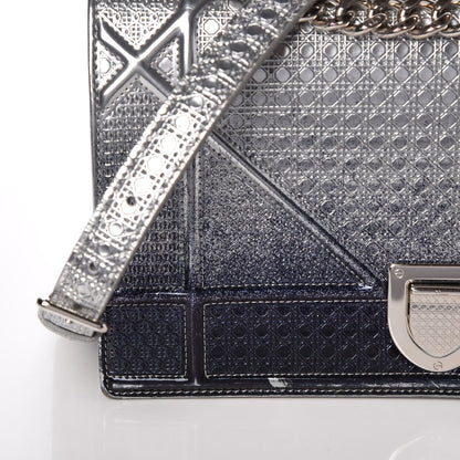 Christian Dior Metallic Patent Micro-Cannage Gradient Medium Diorama Flap Bag Silver Blue 8 of 9