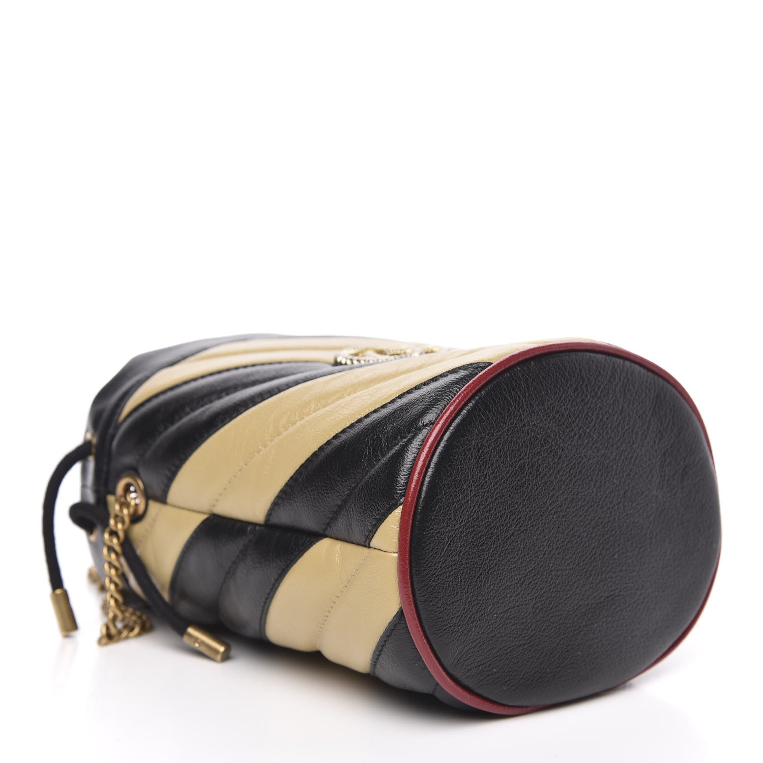 Gucci Azalea Calfskin Matelasse Diagonal Patchwork Mini Torchon GG Marmont 2.0 Bucket Bag Black Beige Romantic Cerise 4 of 10