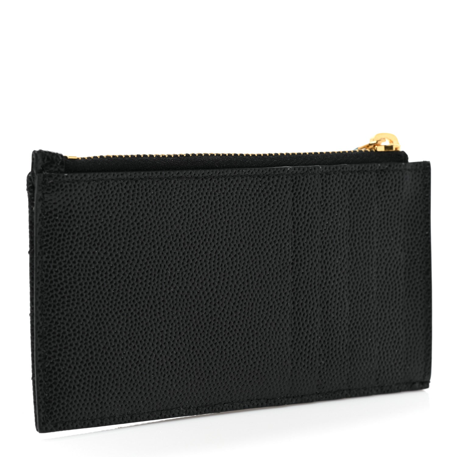 Saint Laurent Monogram Grain de Poudre 5 Fragments Zip Pouch Card Holder Black 3 of 8