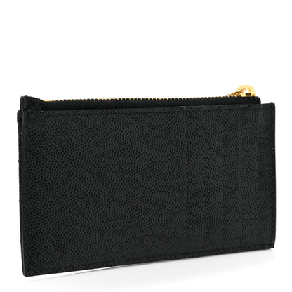 Saint Laurent Monogram Grain de Poudre 5 Fragments Zip Pouch Card Holder Black 3 of 8