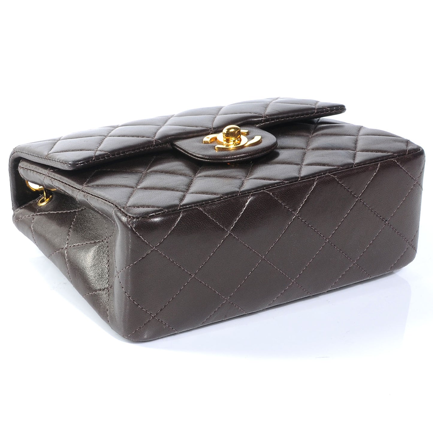 Lambskin Mini Flap Dark Brown