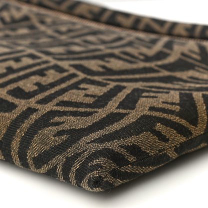 Fendi X SARAH COLEMAN Fabric Jacquard Vitello King FF Vertigo Pochette Tobacco Moro Black 10 of 10