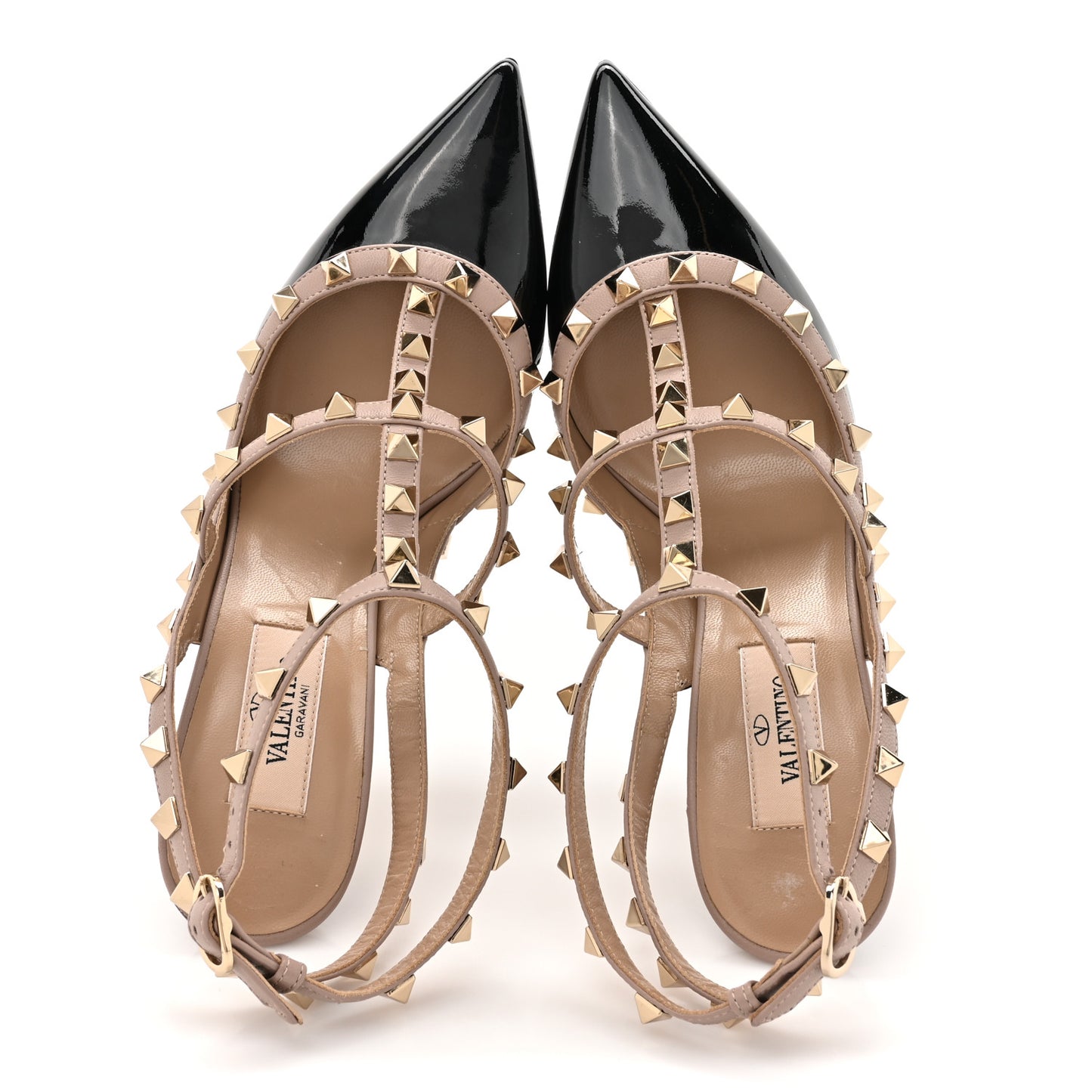 Patent Nappa Rockstud Ankle Strap 100mm Pumps 37.5 Black Poudre