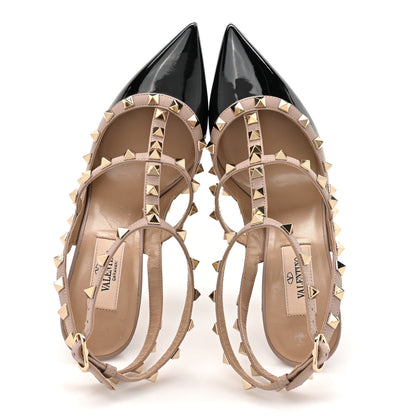 Valentino Garavani Patent Nappa Rockstud Ankle Strap 100mm Pumps 37.5 Black Poudre 2 of 12