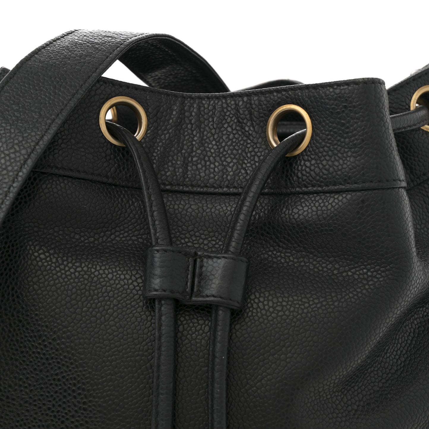Caviar CC Drawstring Shoulder Bag Black