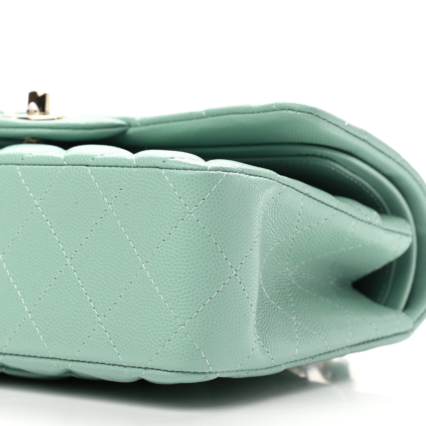 Caviar Quilted Small Double Flap Light Blue