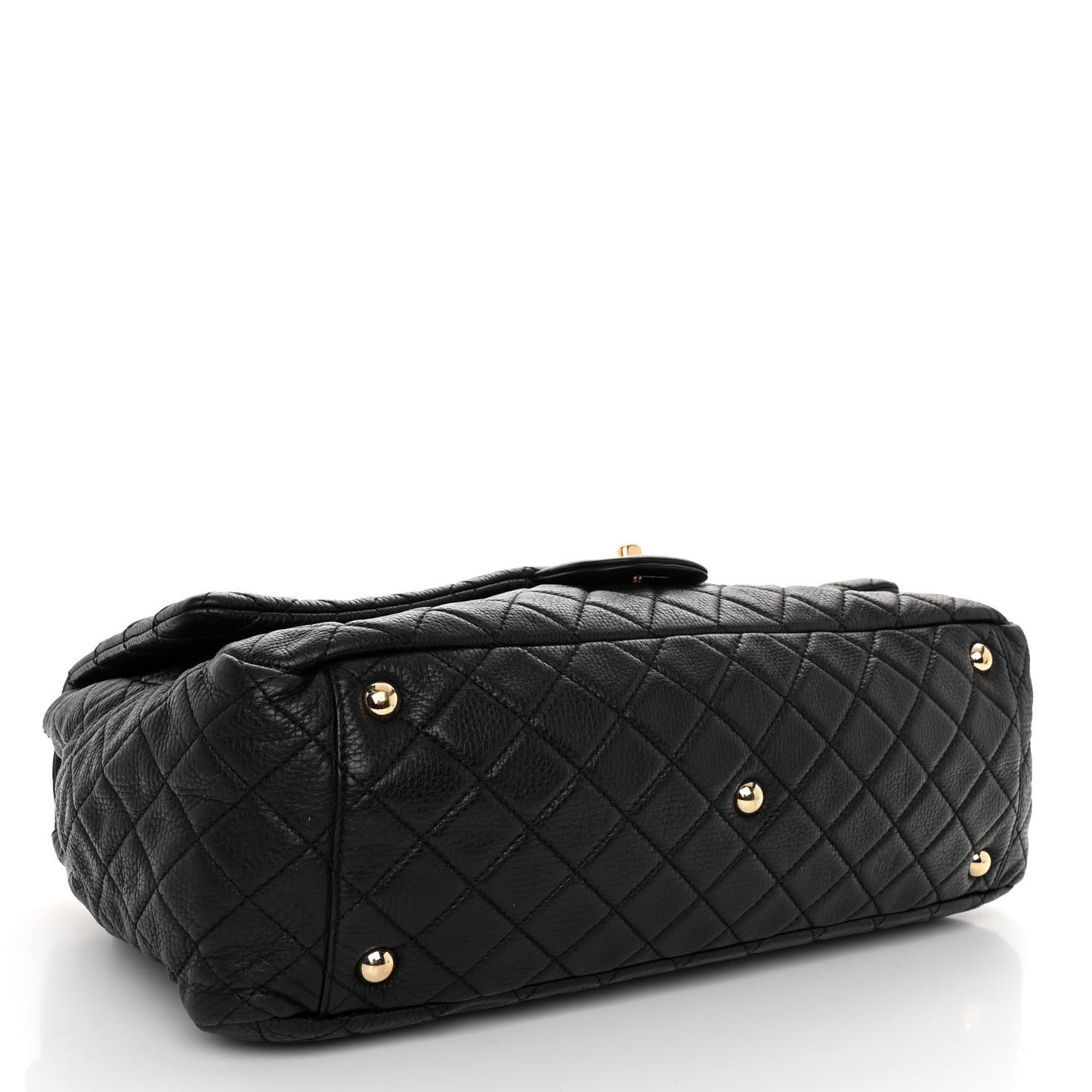 Calfskin Quilted XXL Travel Flap Bag Black