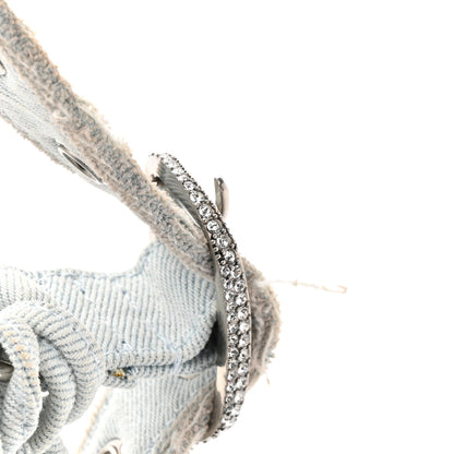 Balenciaga Washed Frayed Denim Crystal XS Le Cagole Shoulder Bag Pale Blue 12 of 15