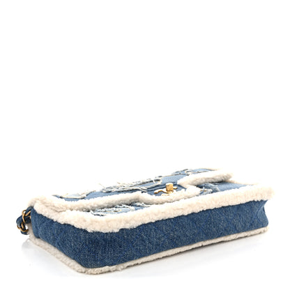 Chanel Denim Shearling Hieroglyph Flap Blue 4 of 11