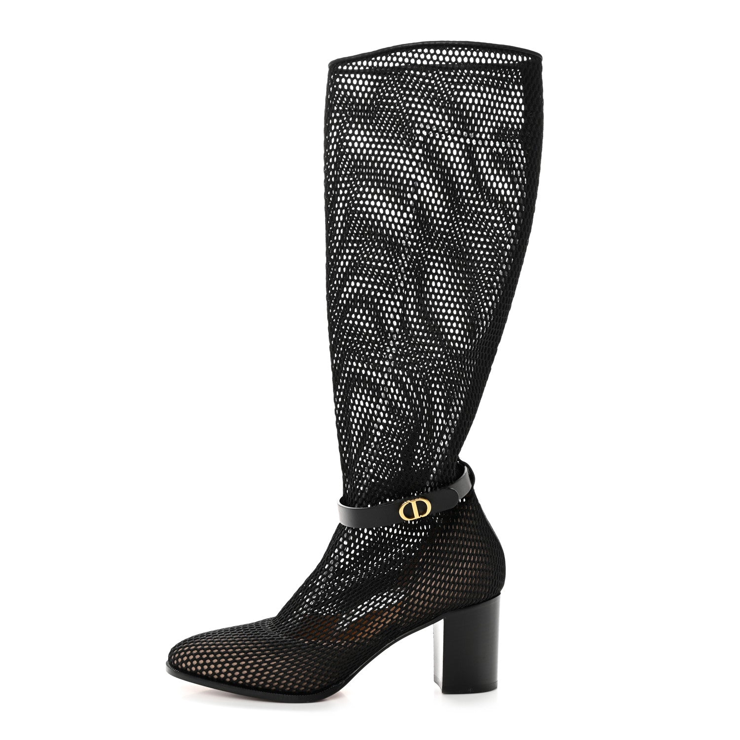 Christian Dior Empriente Mesh Montaigne Knee Boots 39.5 Black 1 of 8
