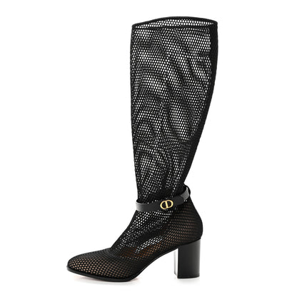Christian Dior Empriente Mesh Montaigne Knee Boots 39.5 Black 1 of 8