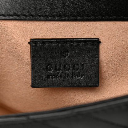 Gucci Calfskin Matelasse Super Mini GG Marmont Shoulder Bag Black 6 of 14