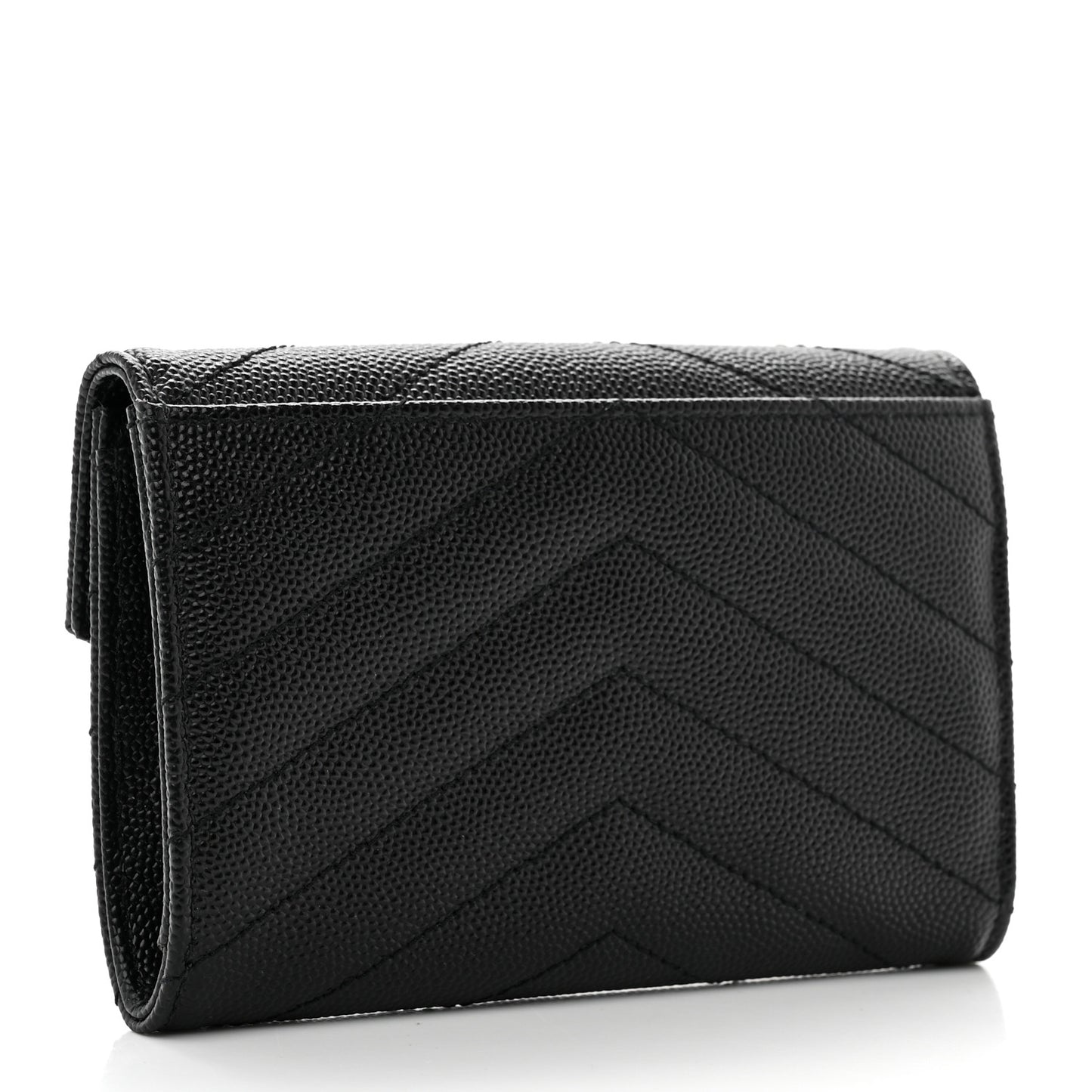 Grain De Poudre Matelasse Chevron Small Monogram Envelope Wallet Black