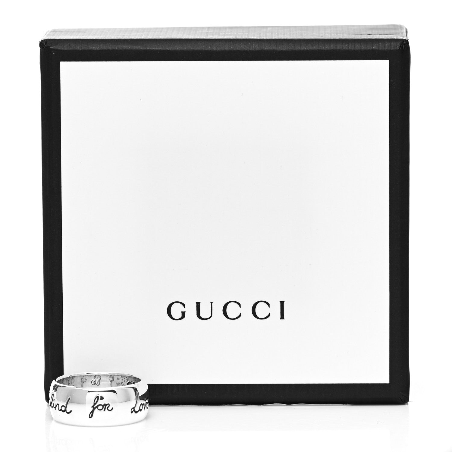 Gucci Sterling Silver Wide Blind for Love Band Ring 57 8 6 of 6