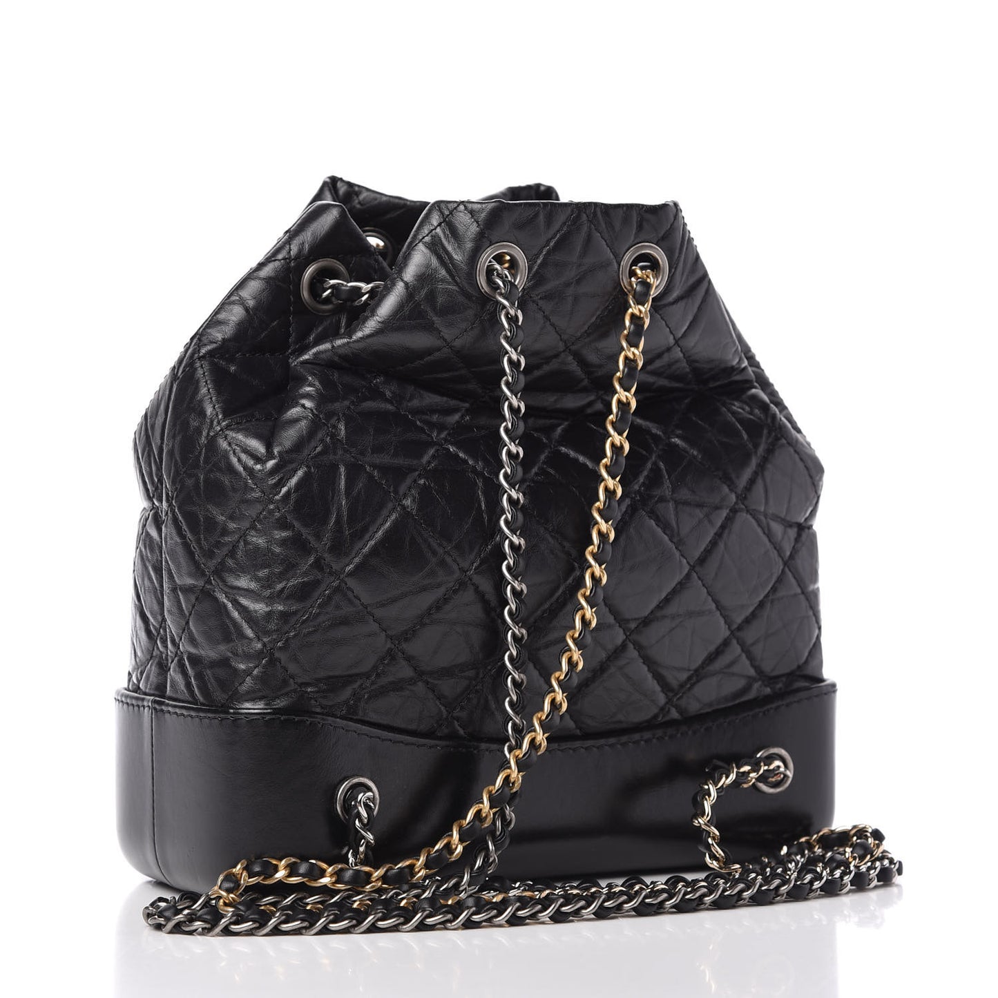 Aged Calfskin Quilted Small Gabrielle Backpack Black