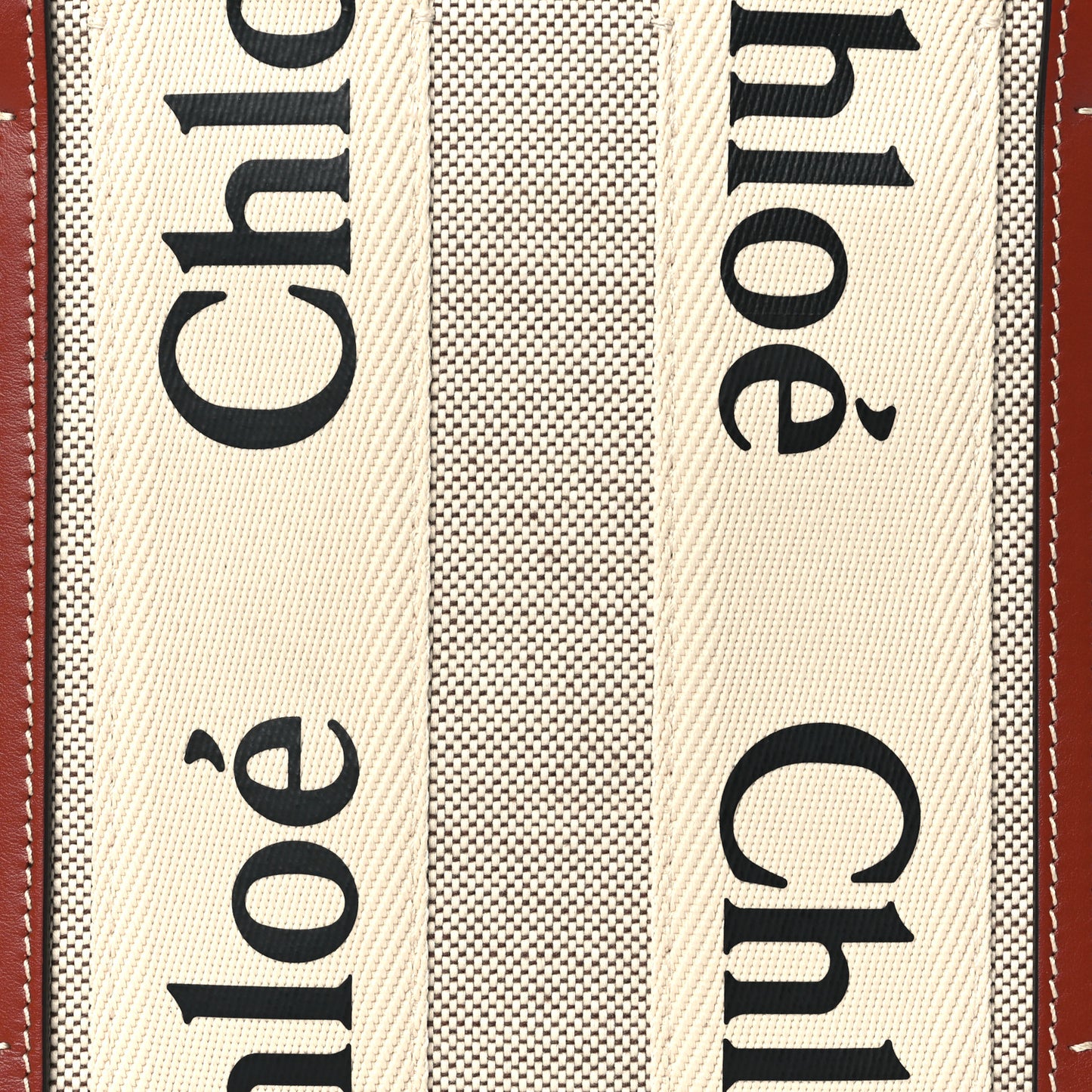 Cotton Calfskin Small Woody Ribbon Tote White Brown