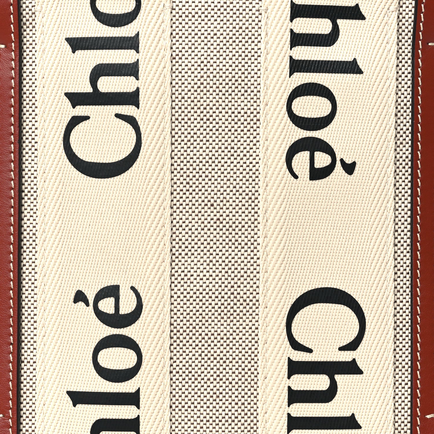 Chloe Cotton Calfskin Small Woody Ribbon Tote White Brown 8 of 10