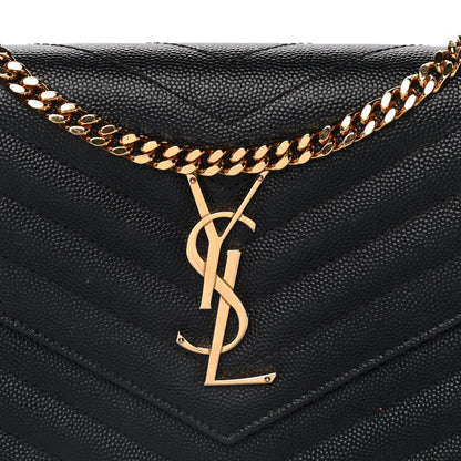 Saint Laurent Grain De Poudre Matelasse Chevron Monogram Chain Wallet Black 7 of 16
