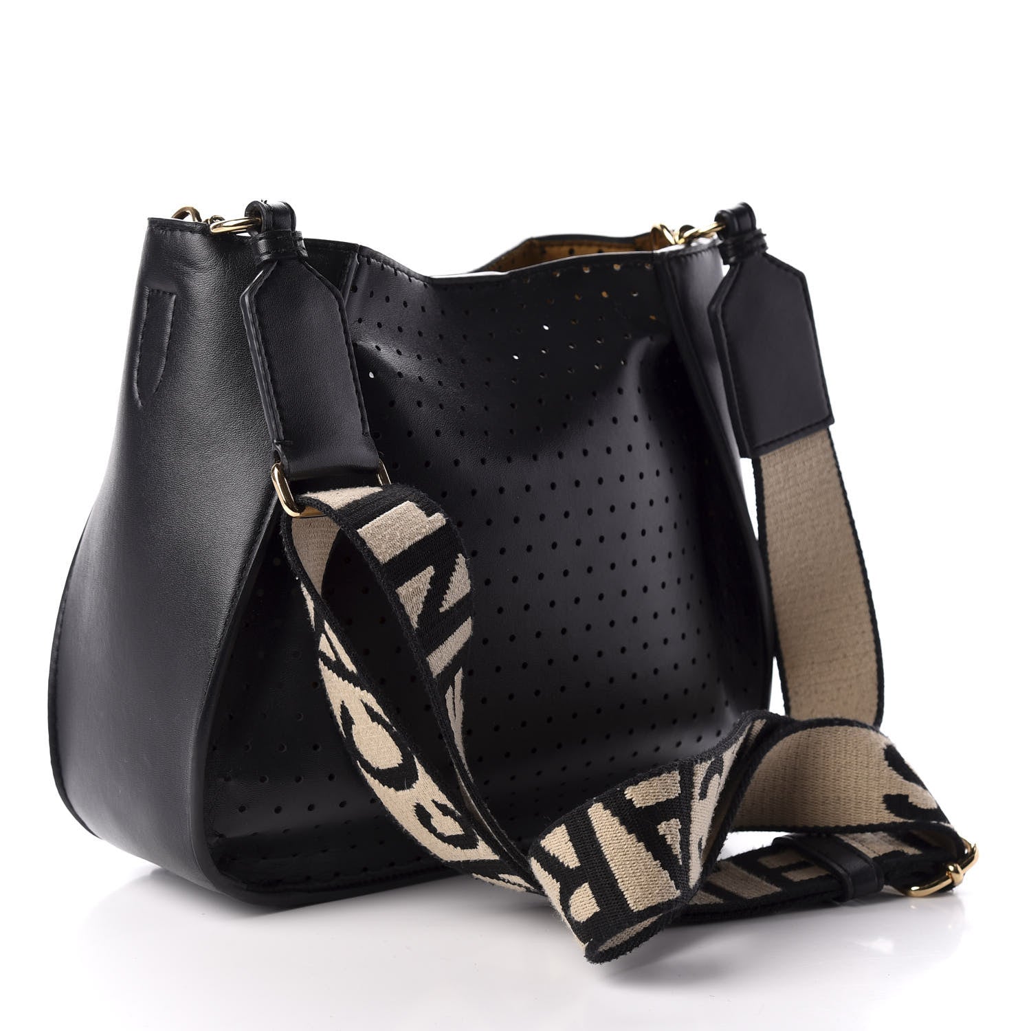 Stella McCartney Eco Alter Nappa Perforated Logo Mini Crossbody Black 3 of 8