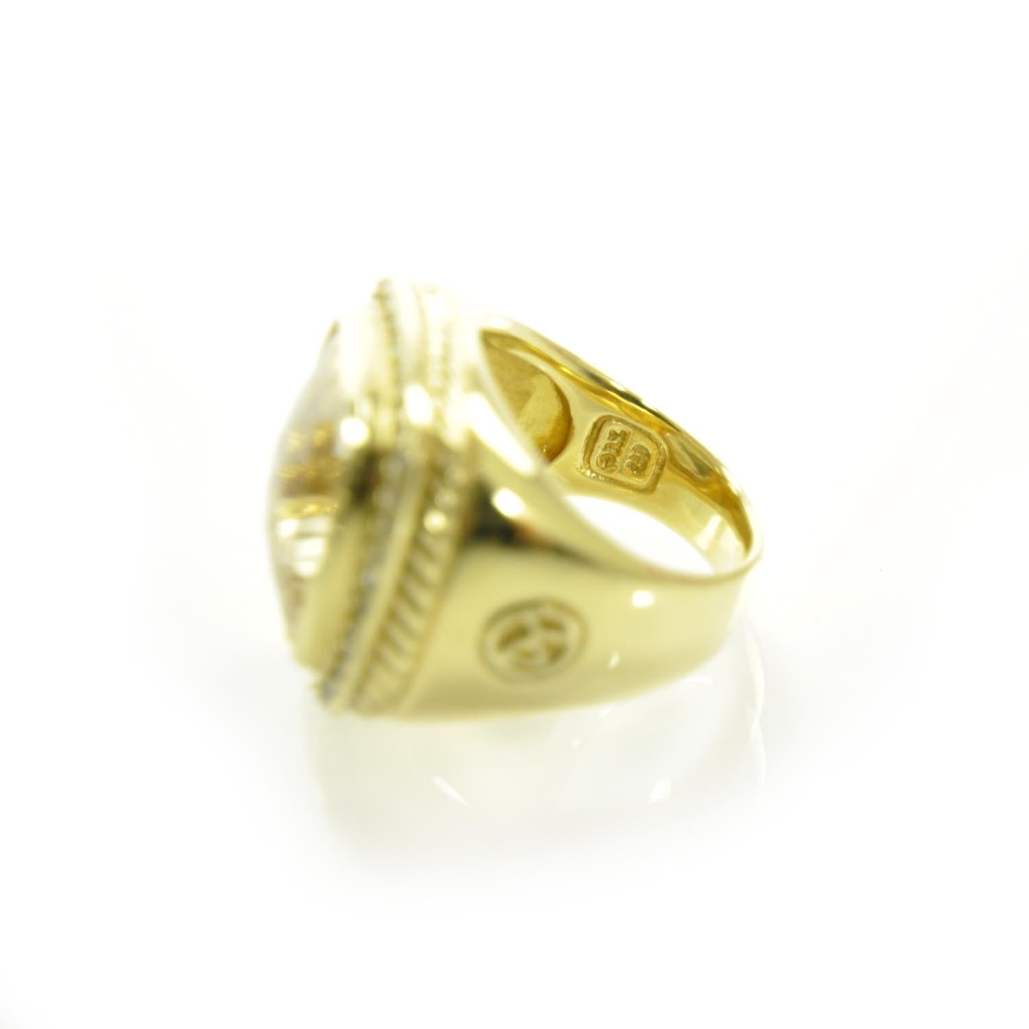 David Yurman 18K Yellow Gold Diamond Lemon Quartz 15mm Albion Ring 52 6 6 of 7