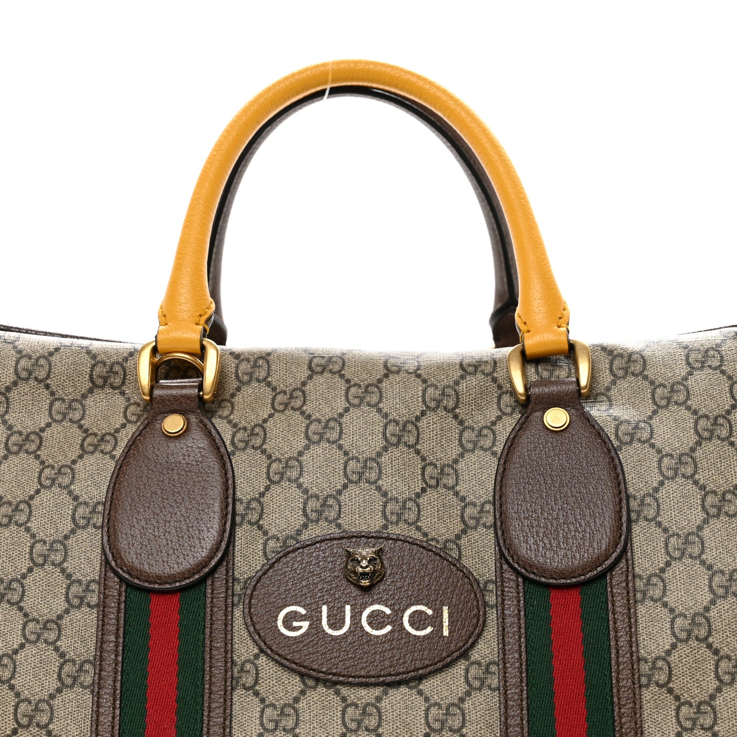 Gucci Soft GG Supreme Monogram Web Neo Vintage Duffle Bag Beige New Acero Crop 4 of 10