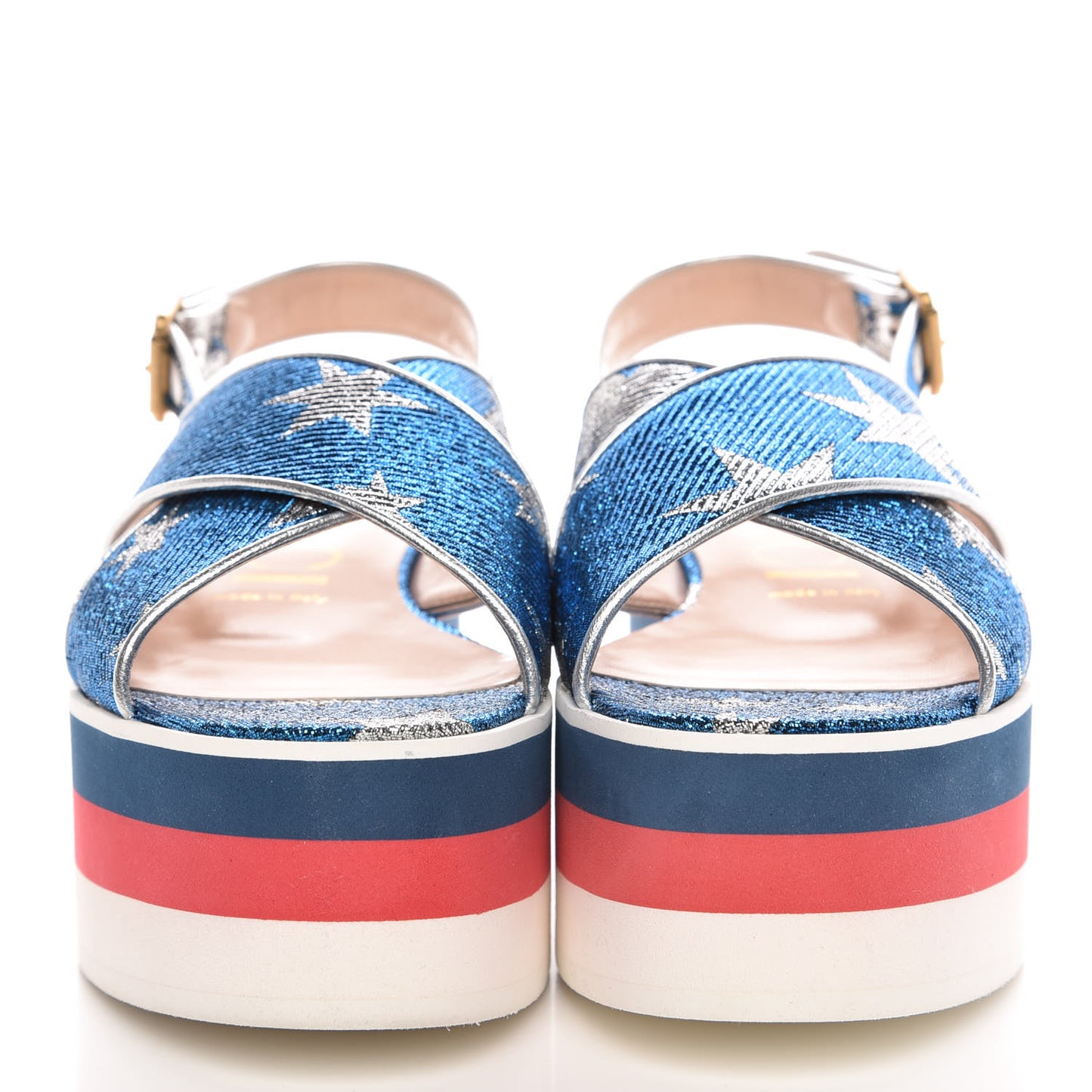 Lurex Starry Sky Crossover Platform Sandals 37.5 Bleuette Silver