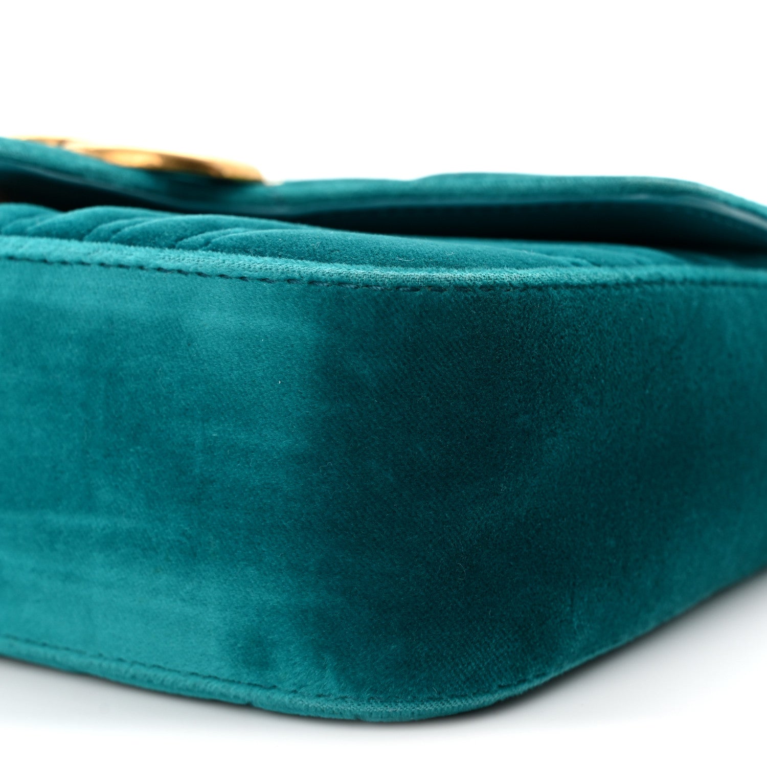 Gucci Velvet Matelasse Mini GG Marmont Shoulder Bag Pavone Cyan 10 of 11