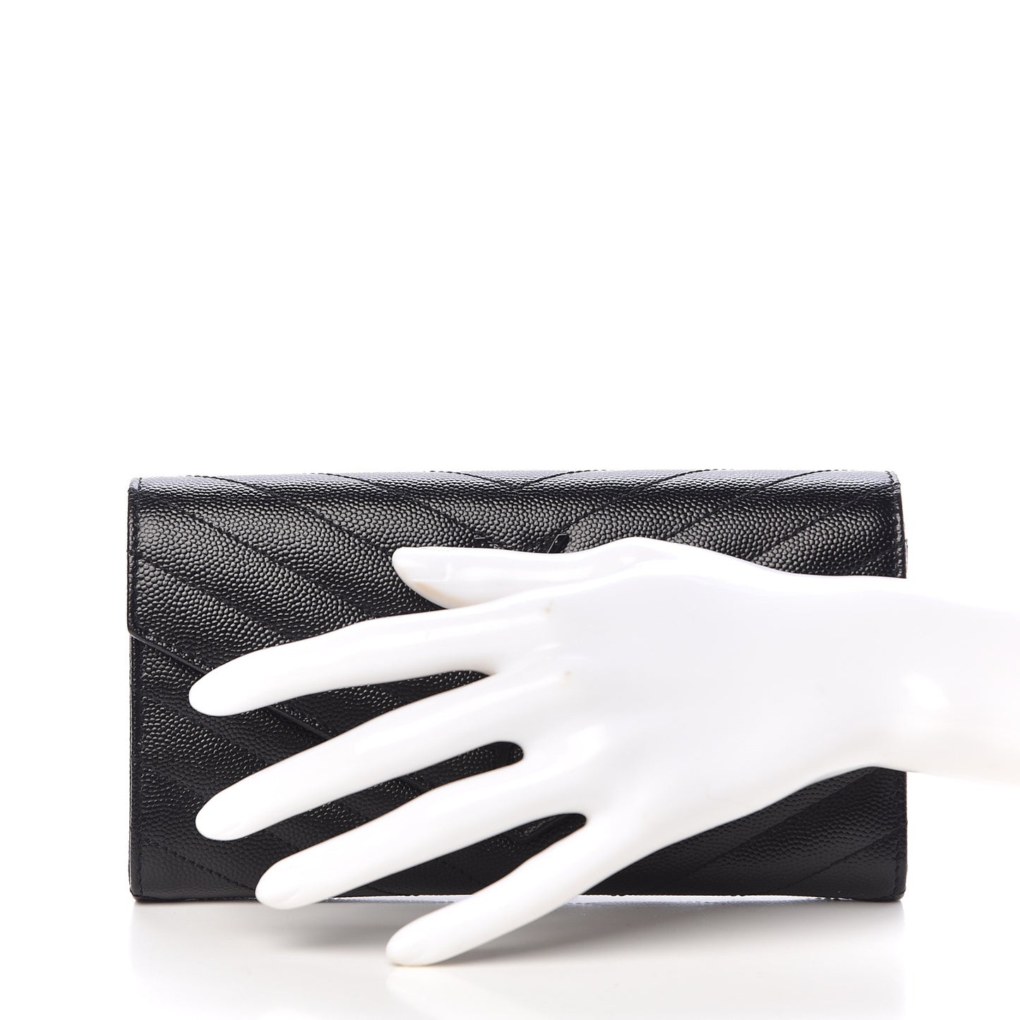 Grain De Poudre Matelasse Chevron Monogram Flap Wallet Black
