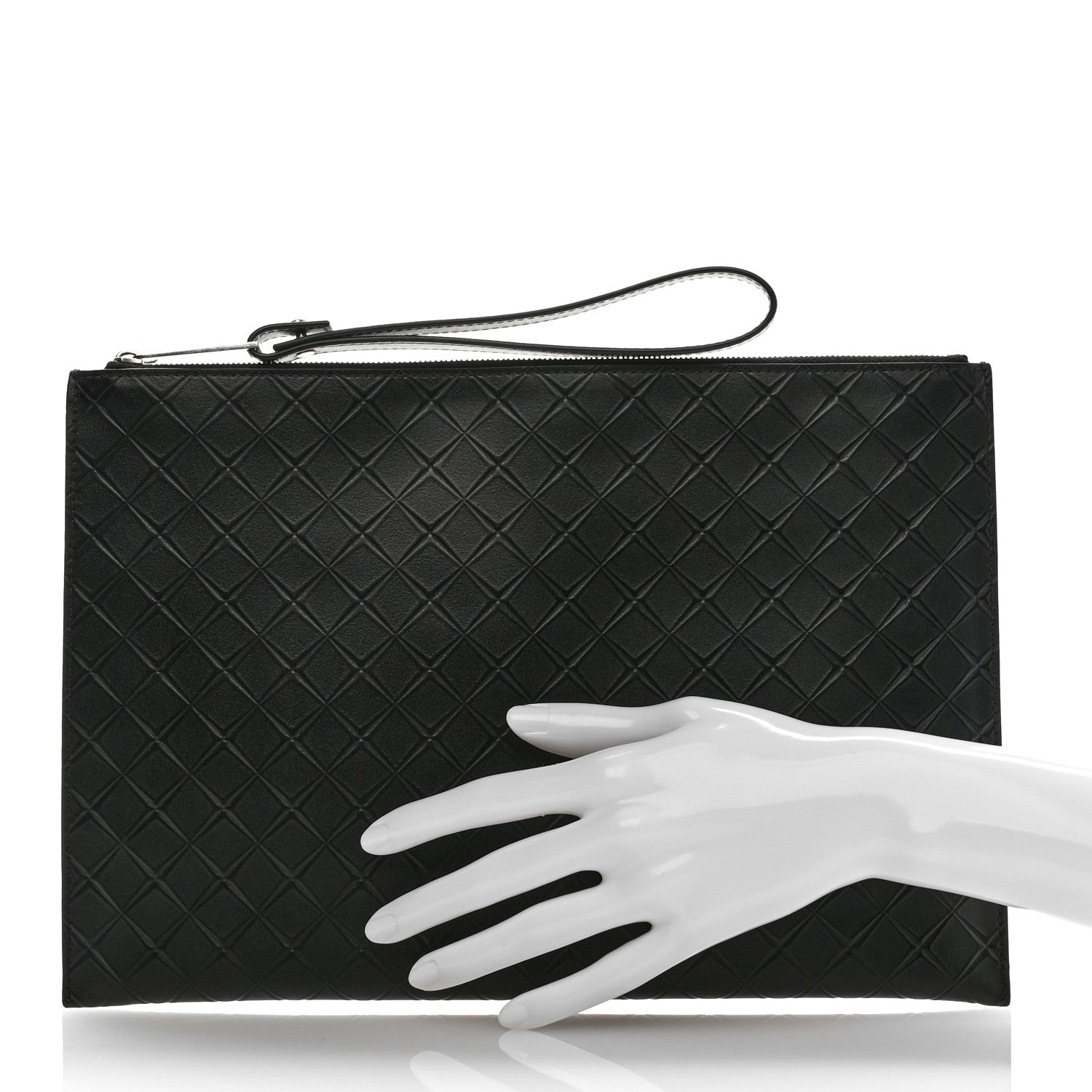 Bottega Veneta Calfskin Intarsio Document Case Black 2 of 7