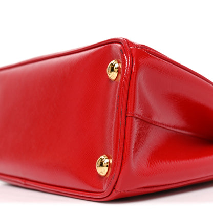 Prada Saffiano Vernice Mini Galleria Double Zip Tote Rosso 9 of 9
