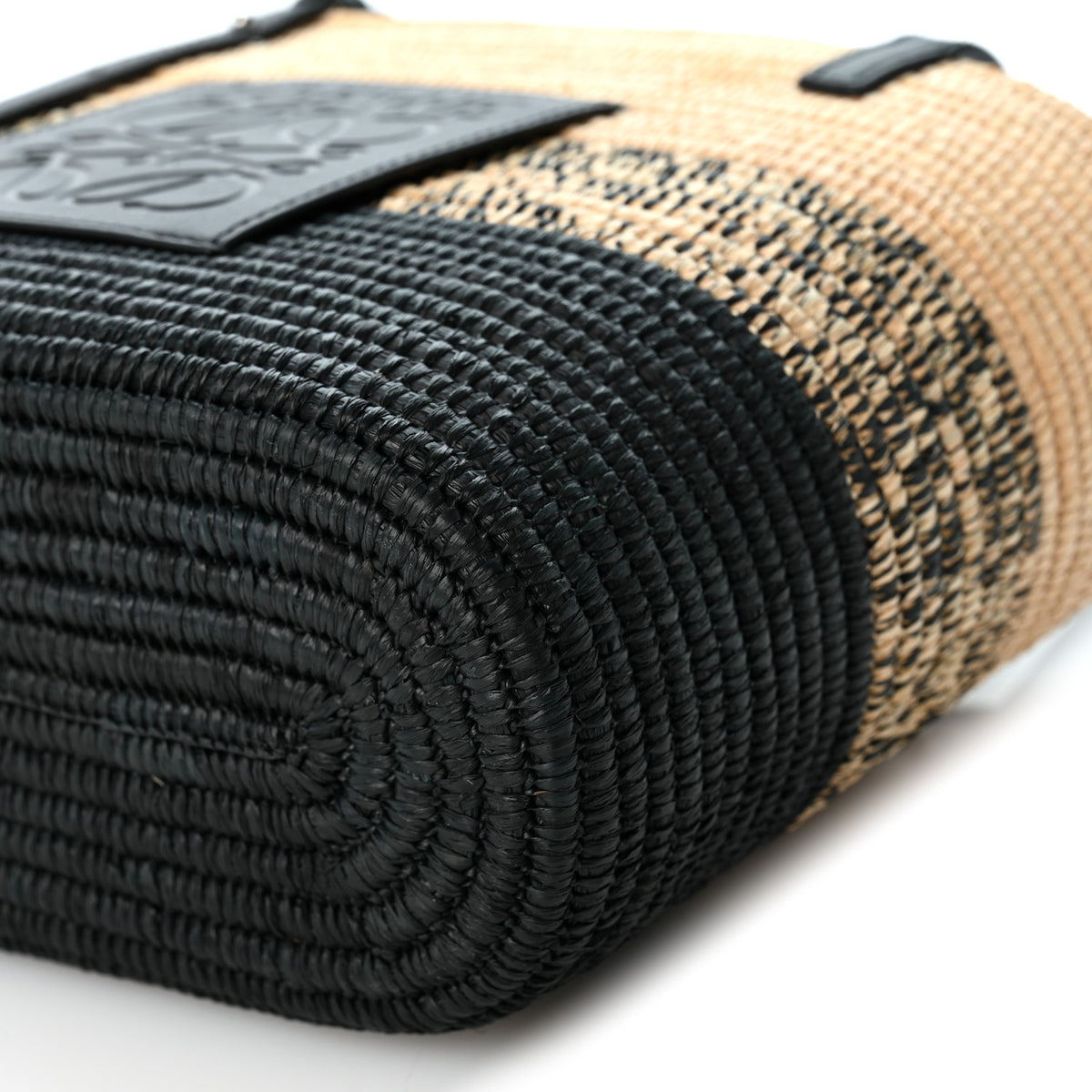Raffia Small Square Basket Tote Bag Natural Black