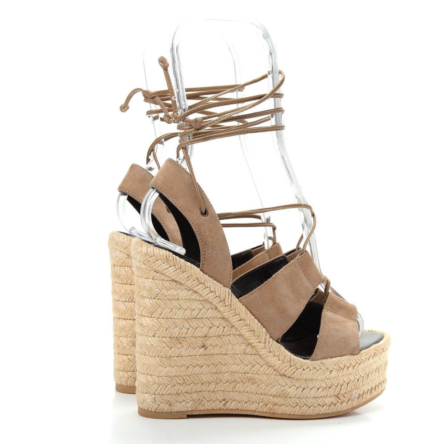 Kid Scamosciato Espadrille Lace Up Wedges 35 New Sigaro