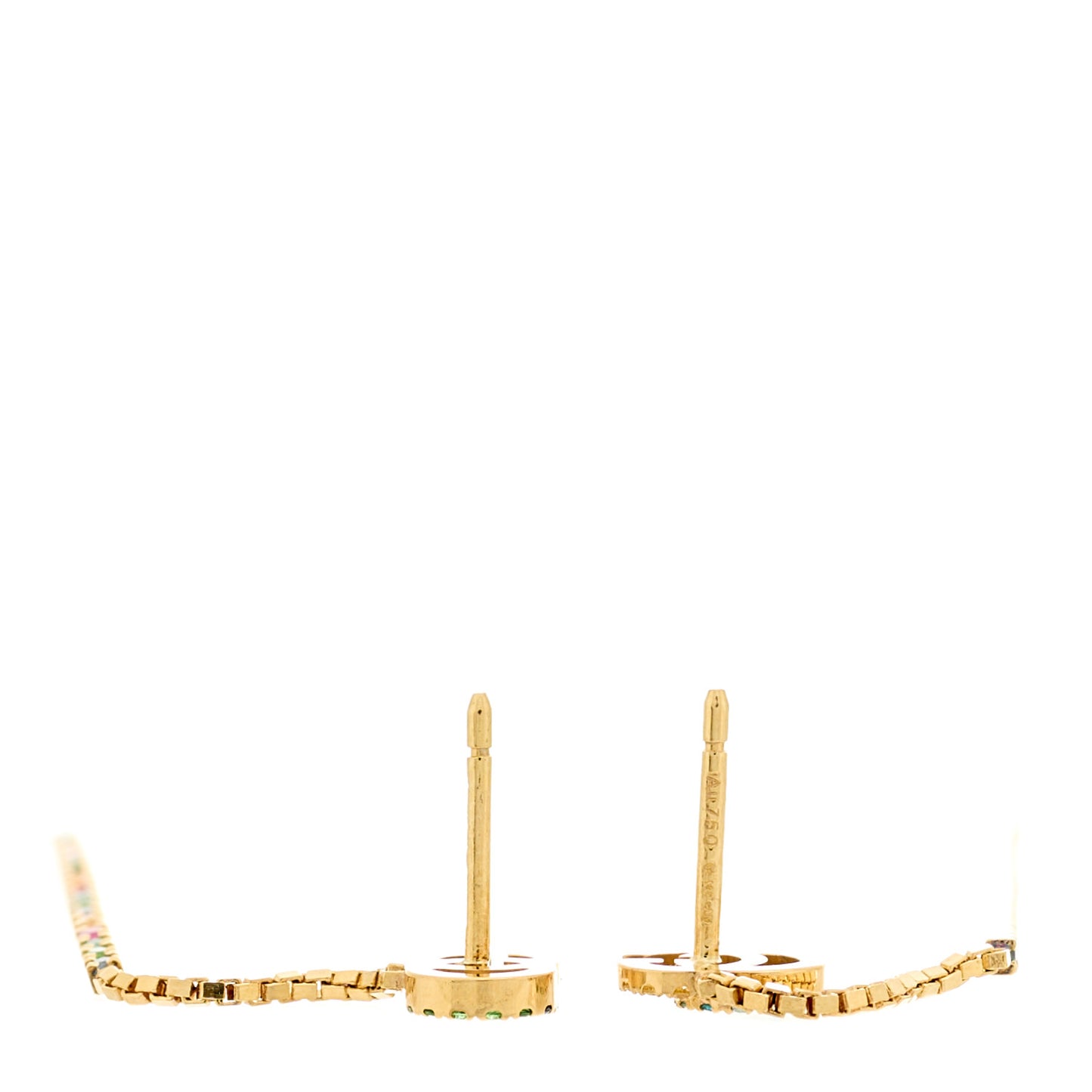 18K Yellow Gold Sapphire Topaz Tsavorite Running G Drop Earrings