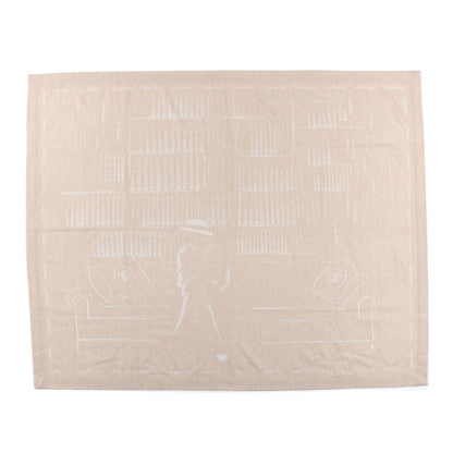 Chanel Wool Silk Lightweight Throw Blanket Beige 1 of 4