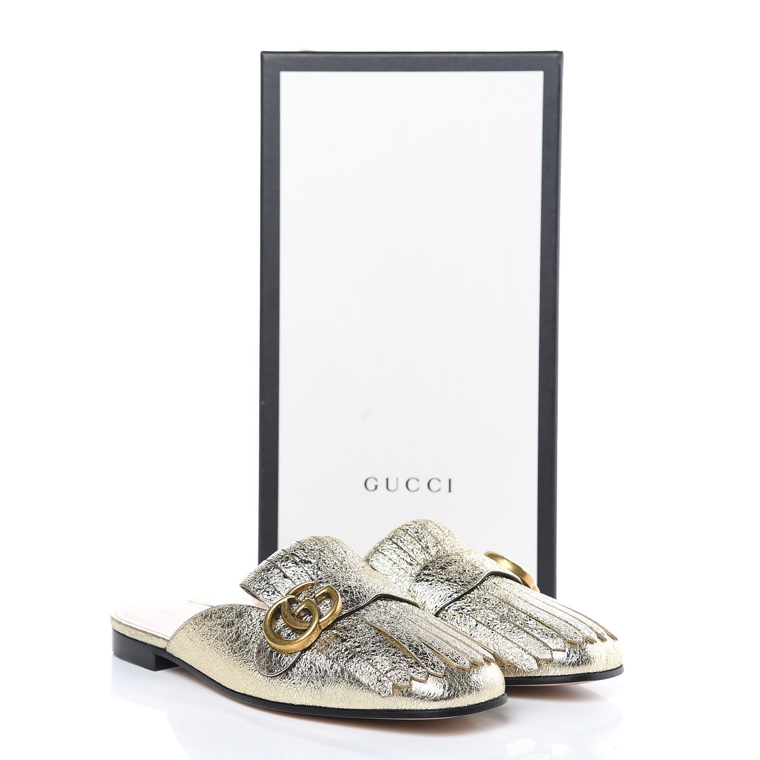Gucci Galassia Womens GG Marmont Fringe Slippers 38.5 Platino 8 of 8