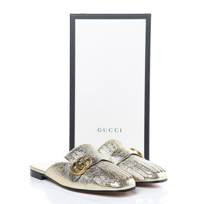 Gucci Galassia Womens GG Marmont Fringe Slippers 38.5 Platino 8 of 8